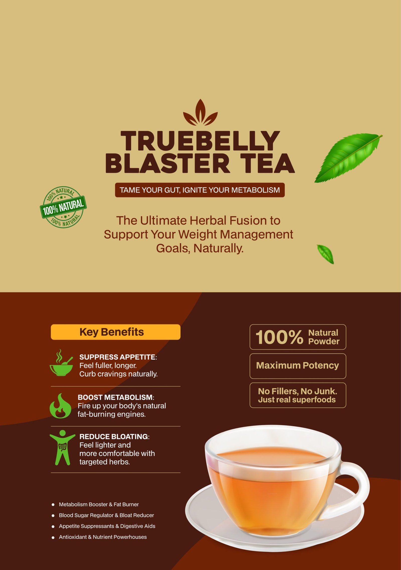 TRUEBELLY BLASTER TEA (10 days supply )(Please note that the image shown on the website is just a mockup image.(graphic design) the product doesn’t come in same branded image. It comes in a foil zip lock pouches) - Image 2